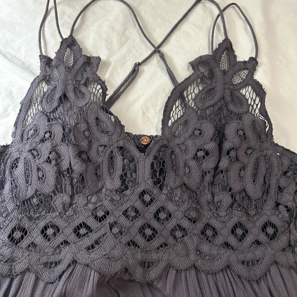 FREE PEOPLE ONE Adella Slip Dress Charcoal Purple S - Picture 10 of 15